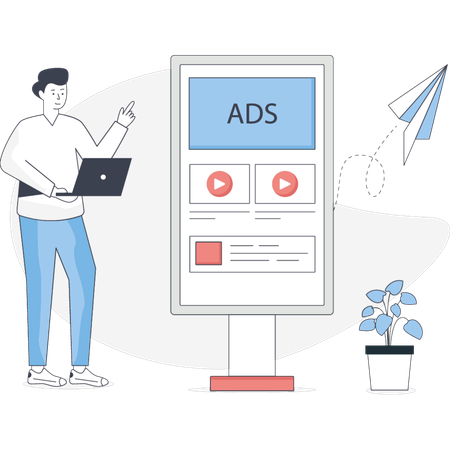 Employee Looking At Marketing Ads  Illustration