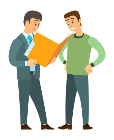 Employees checking files  Illustration