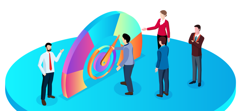 Employees working on Business Growth  Illustration