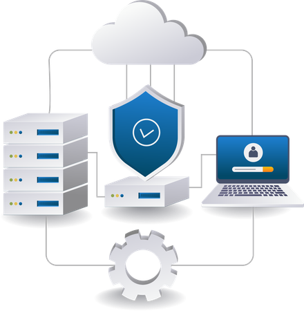 End point security data cloud server management  Illustration