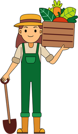 Farmer holding vegetable basket  Illustration