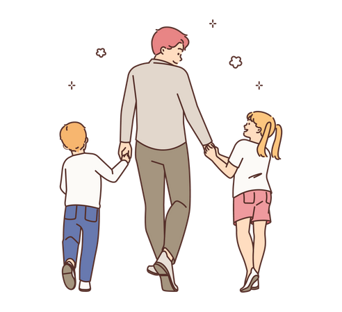 Father with kids  Illustration