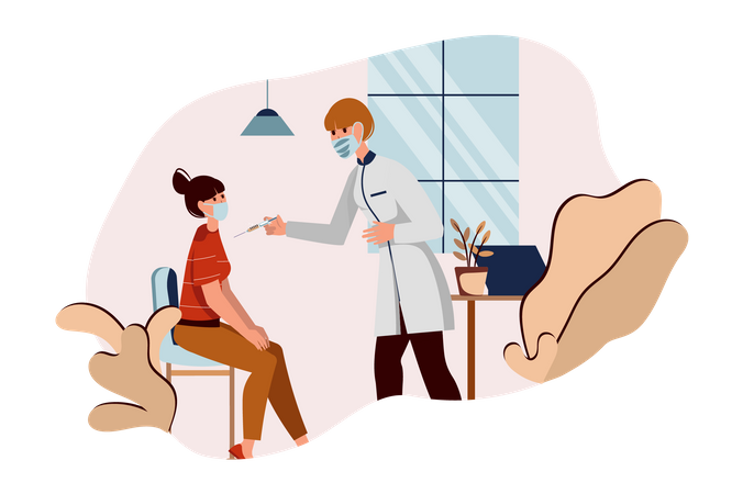 Female doctor taking blood sample of patient  Illustration