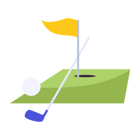 Flagpole and Golf  Illustration