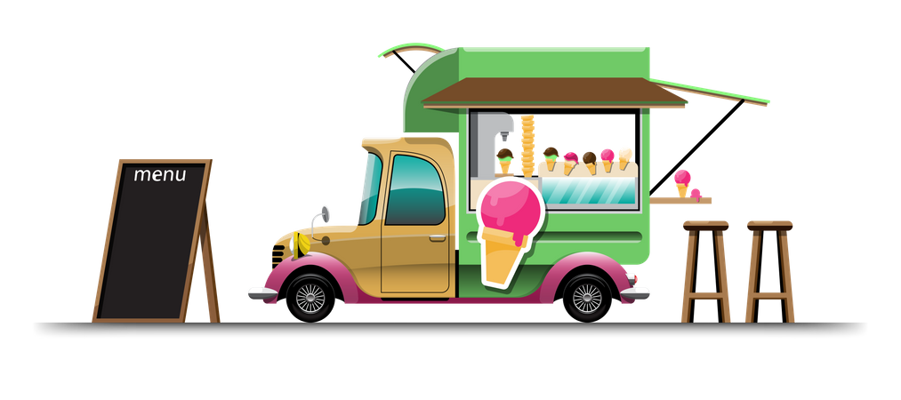 Food van with ice cream  Illustration