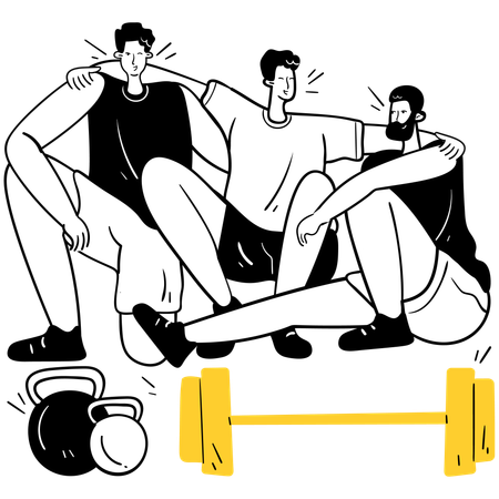 Friends enjoying Group Fitness Class  Illustration