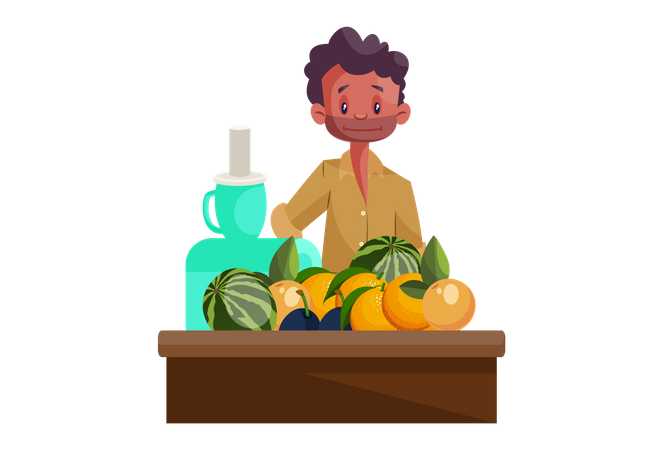 Fruit Juice Vendor Illustration