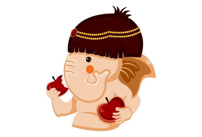 Ganesha eating apples  Illustration