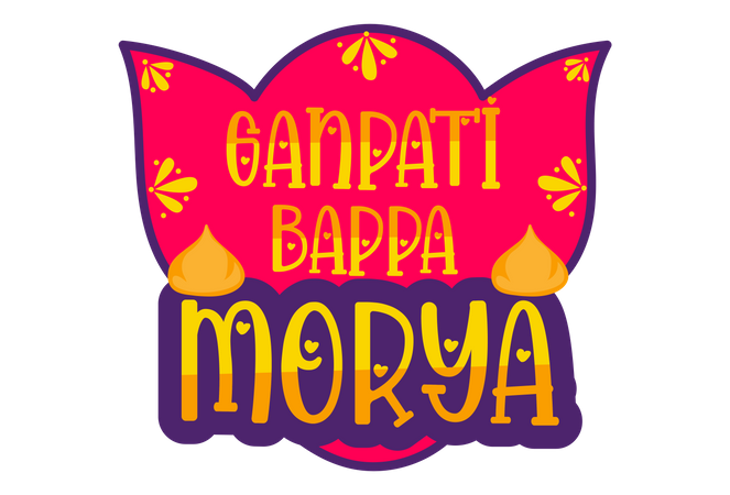 Ganpati bappa morya badge  Illustration