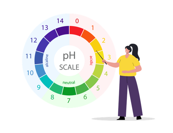 Gauge for acid and alkaline balance Scale indicator for litmus paper test Illustration