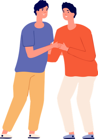 Gay couple standing together  Illustration