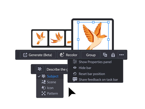 Generative AI and simple Text Prompts in Program for Illustrator  Illustration