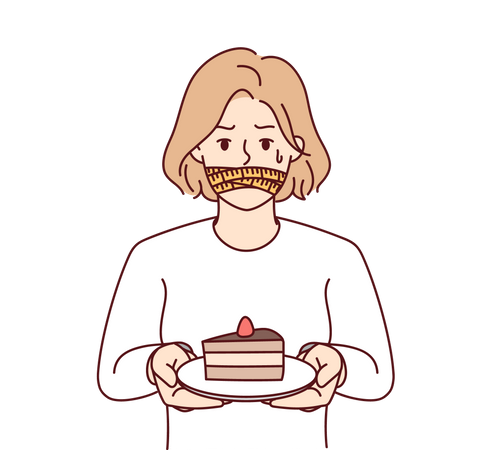Girl avoiding sugary food due to diabetes  Illustration