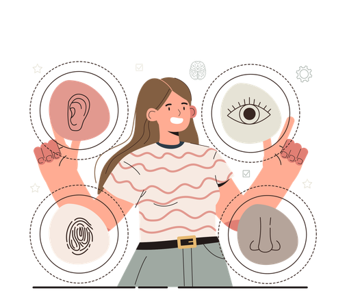 Girl can combine tasks that involves different sense organs  Illustration
