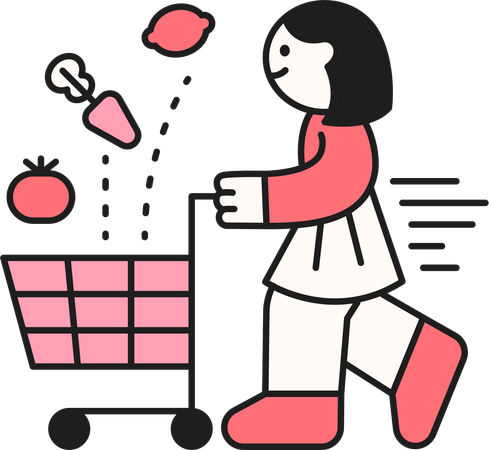 Girl doing grocery shopping  Illustration