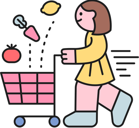Girl doing grocery shopping  Illustration