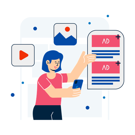 Girl doing Mobile Advertising  Illustration