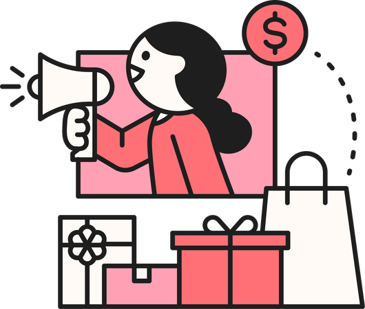Girl doing shopping marketing  Illustration