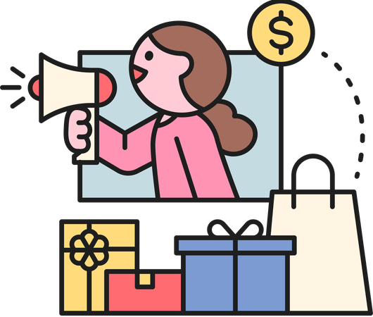 Girl doing shopping marketing  Illustration