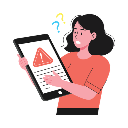 Girl facing tablet error  Illustration