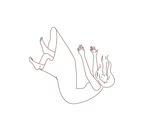 Girl falling in sea  Illustration