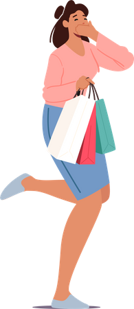Girl feeling happy after shopping  Illustration