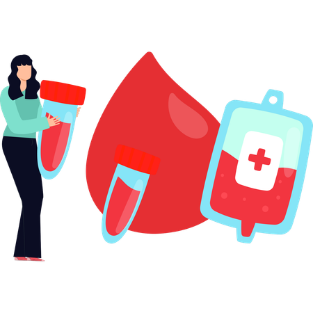 Girl is holding a blood sample  Illustration