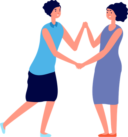 Girl meeting each other  Illustration