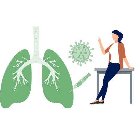 Girl pointing lungs infection  Illustration