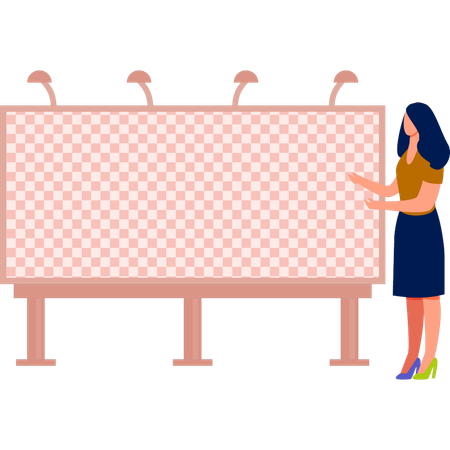 Girl showing marketing billboard  Illustration