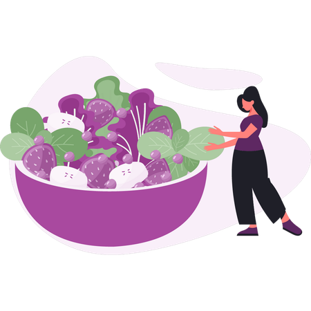 Girl  showing vegetable meal  Illustration