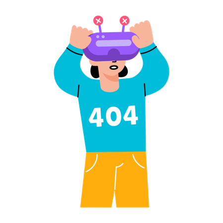 Girl showing vr error  Illustration