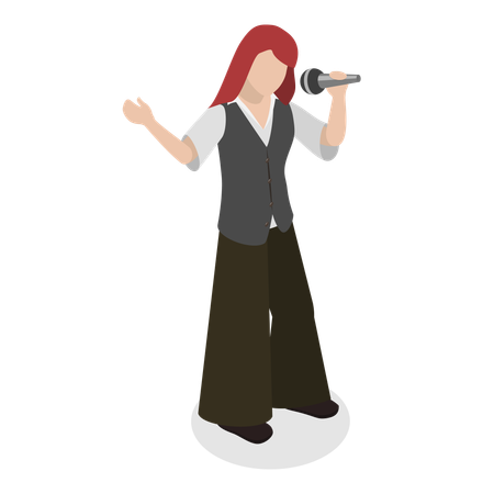 Girl singing rock song  Illustration