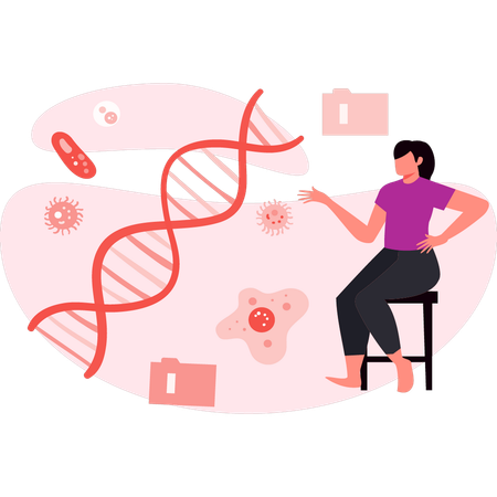 Girl talking about DNA structure Illustration