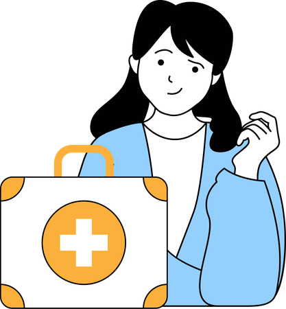 Girl with medical box  Illustration