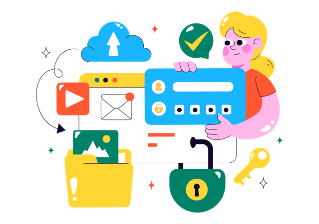 Girl working on Data Privacy  Illustration