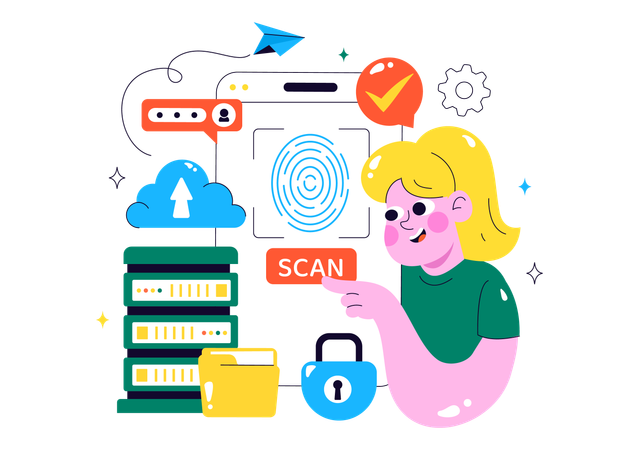 Girl working on Data Privacy  Illustration