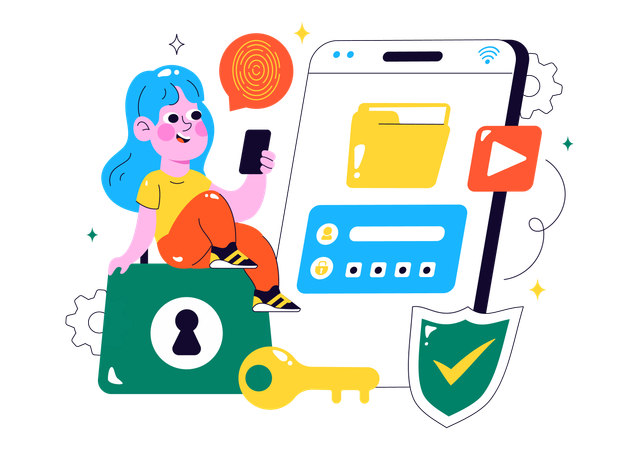 Girl working on Data Privacy  Illustration