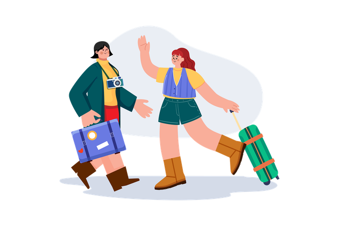 Girls going on vacation  Illustration