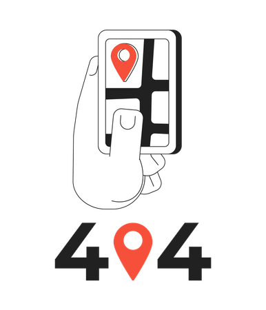 Gps navigator on smartphone showing error 404 flash message  Illustration