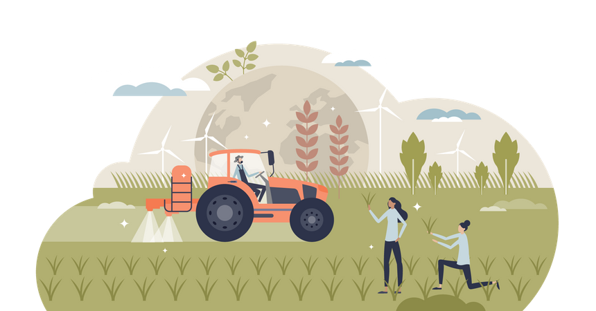 Green revolution and agriculture productivity increase  Illustration