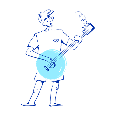 Guy plays guitar  Illustration