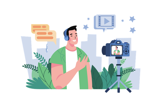 Guy recording video  Illustration
