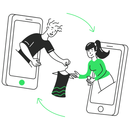Guy sells clothes online  Illustration