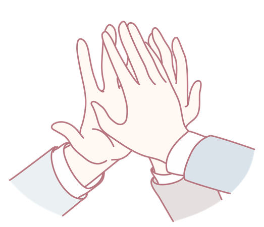 Hands doing combine high five  Illustration