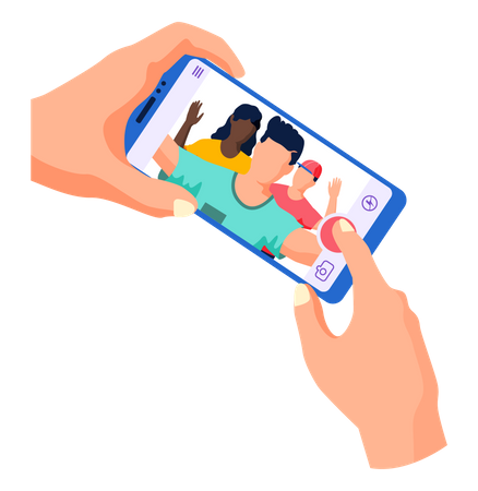 Hands holding smartphone  Illustration