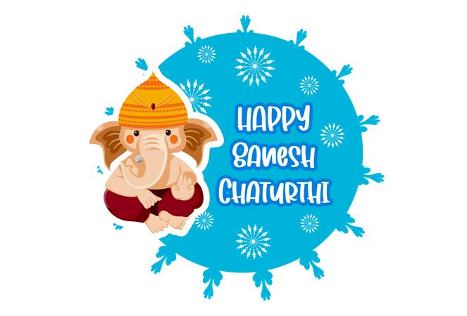 Happy ganesh chaturthi badge  Illustration