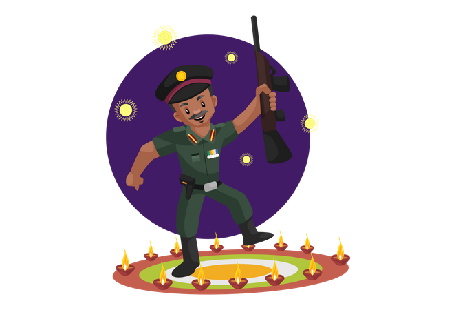 Indian army man celebrating festival  Illustration