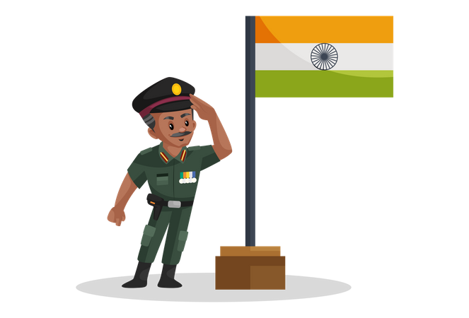 Indian army man celebrating independence day Illustration