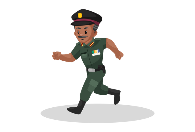 Indian army man running  Illustration